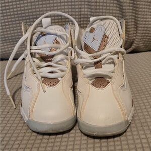 Jordan Kids White and Brown Sneakers
